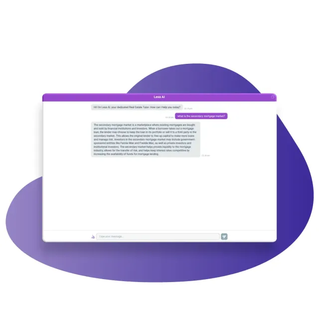 AI Chat Tutor guiding users through real estate exam preparation