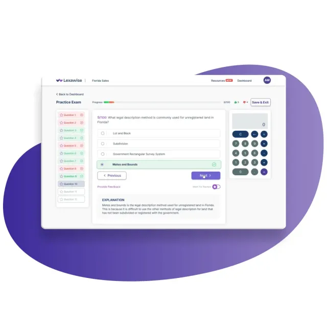 Exam preparation platform offering dynamic practice tests with detailed explanations for both right and wrong answers.